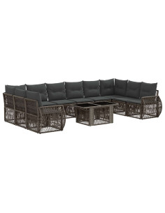 Set Divano da Giardino 11 pz Grigio e Grigio Scuro polyrattan 2