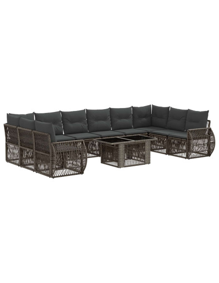 Set Divano da Giardino 11 pz Grigio e Grigio Scuro polyrattan