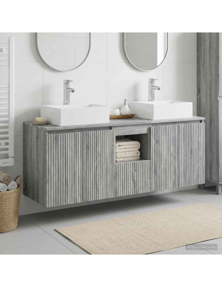 Set di Armadi da Bagno 3 pz Sonoma grigio 49,5 x 41 x 62,5 cm
