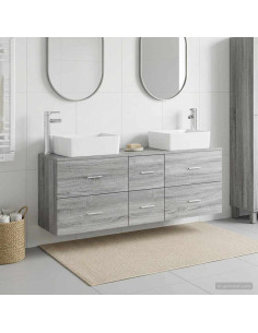 Set di Armadi da Bagno 3 pz Sonoma grigio 53 x 34,5 x 63 cm