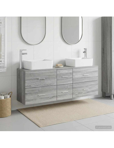 Set di Armadi da Bagno 3 pz Sonoma grigio 53 x 34,5 x 63 cm