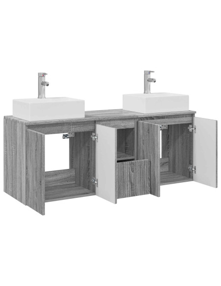 Set di Armadi da Bagno 3 pz Sonoma grigio 49,5 x 41 x 62,5 cm