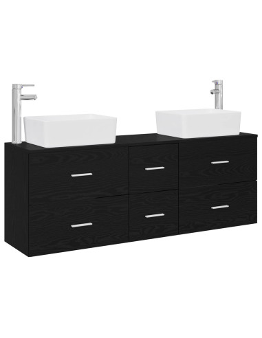 Set di Armadi da Bagno 3 pz Nero 53 x 34,5 x 63 cm
