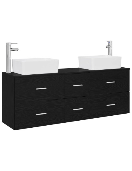Set di Armadi da Bagno 3 pz Nero 53 x 34,5 x 63 cm