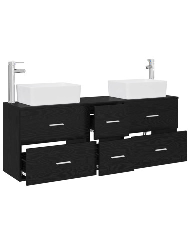 Set di Armadi da Bagno 3 pz Nero 53 x 34,5 x 63 cm