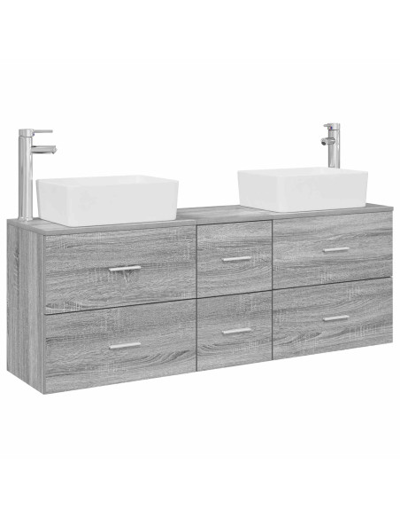 Set di Armadi da Bagno 3 pz Sonoma grigio 53 x 34,5 x 63 cm
