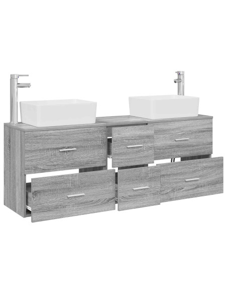 Set di Armadi da Bagno 3 pz Sonoma grigio 53 x 34,5 x 63 cm