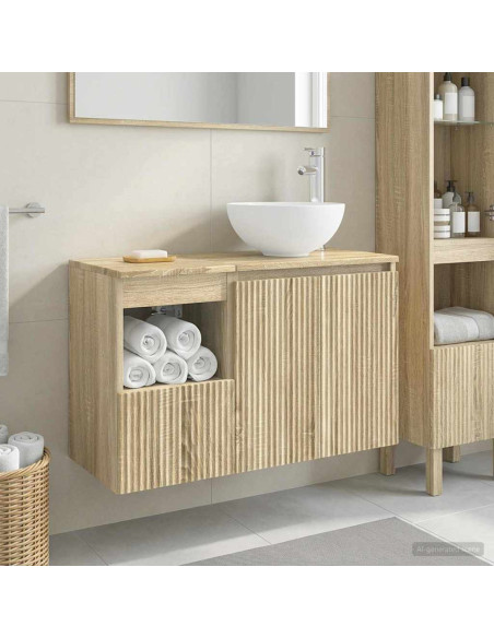 Set di mobili per il bagno 2 pz Rovere Sonoma