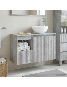 Set di mobili per il bagno 2 pz Grigio Cemento