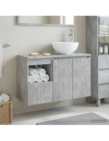 Set di mobili per il bagno 2 pz Grigio Cemento