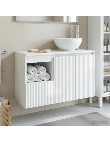 Set di mobili per il bagno 2 pz Bianco Lucido