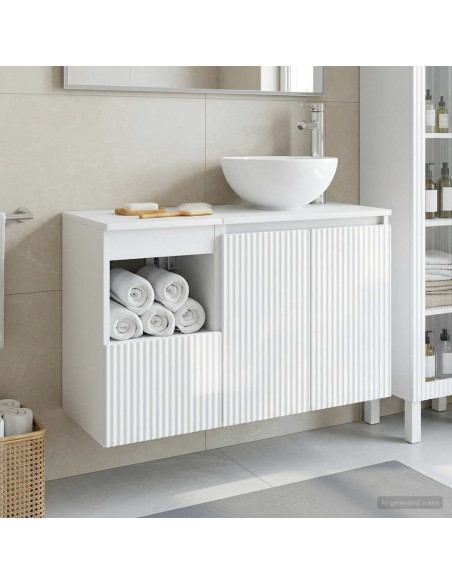 Set di mobili per il bagno 2 pz Bianco Lucido