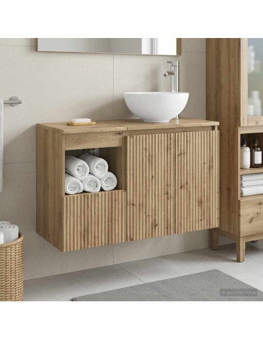 Set di mobili per il bagno 2 pz Rovere Artigianale