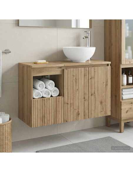 Set di mobili per il bagno 2 pz Rovere Artigianale