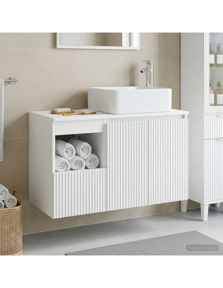 Set di mobili per il bagno 2 pz Bianco Legno ingegnerizzato