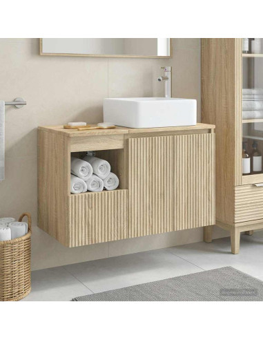Set di mobili per il bagno 2 pz Rovere Sonoma