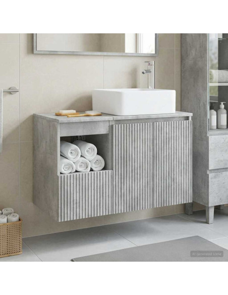 Set di mobili per il bagno 2 pz Grigio Cemento