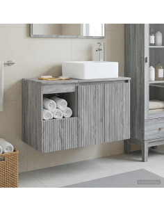 Set di mobili per il bagno 2 pz Sonoma grigio
