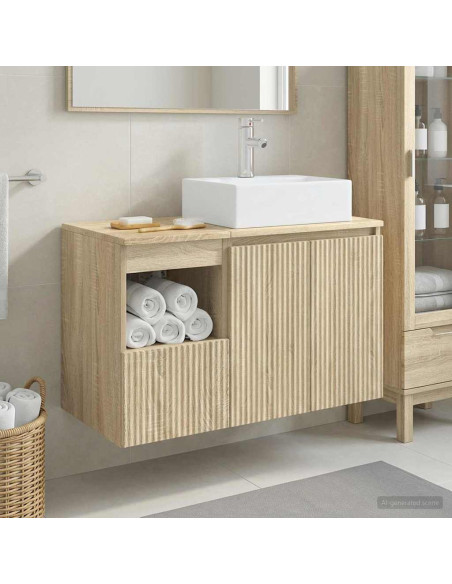 Set di mobili per il bagno 2 pz Rovere Sonoma