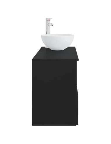 Set di mobili per il bagno 2 pz Nero Legno ingegnerizzato