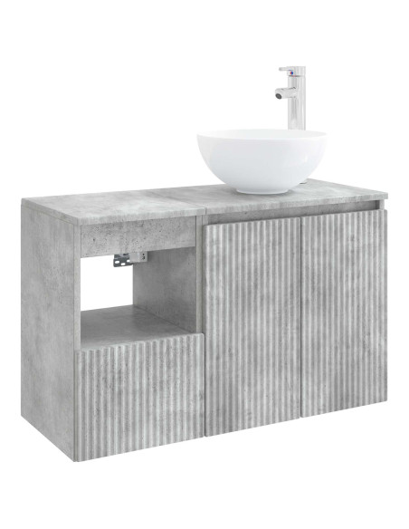 Set di mobili per il bagno 2 pz Grigio Cemento