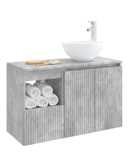 Set di mobili per il bagno 2 pz Grigio Cemento