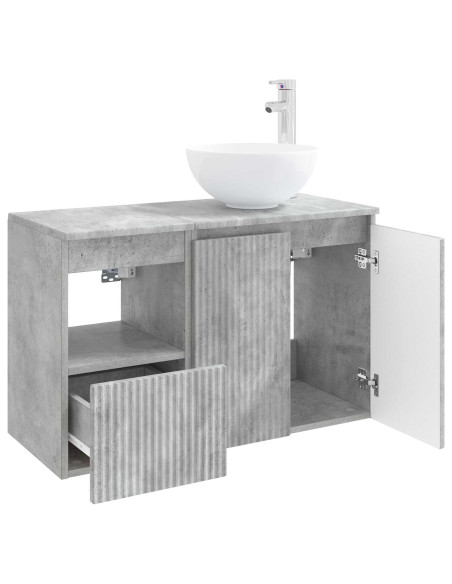 Set di mobili per il bagno 2 pz Grigio Cemento