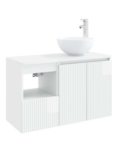 Set di mobili per il bagno 2 pz Bianco Lucido 2