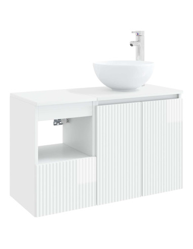 Set di mobili per il bagno 2 pz Bianco Lucido