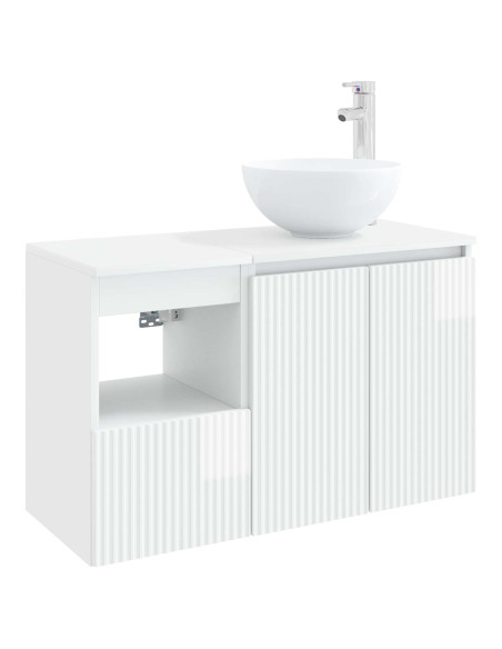 Set di mobili per il bagno 2 pz Bianco Lucido
