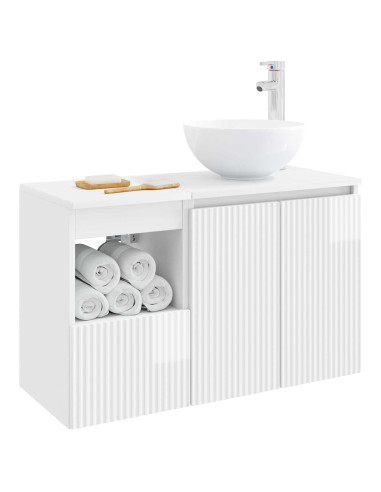 Set di mobili per il bagno 2 pz Bianco Lucido