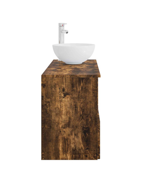 Set di mobili per il bagno 2 pz Rovere Fumo