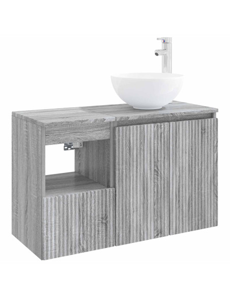 Set di mobili per il bagno 2 pz Sonoma grigio