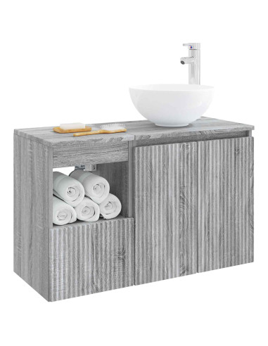 Set di mobili per il bagno 2 pz Sonoma grigio