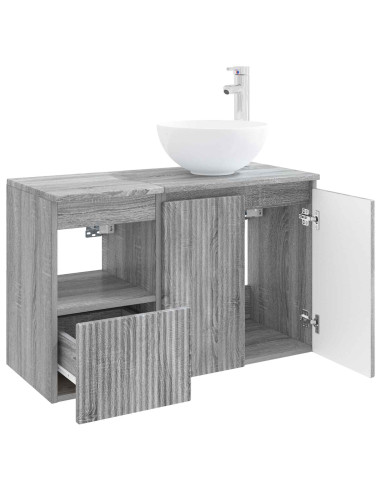 Set di mobili per il bagno 2 pz Sonoma grigio