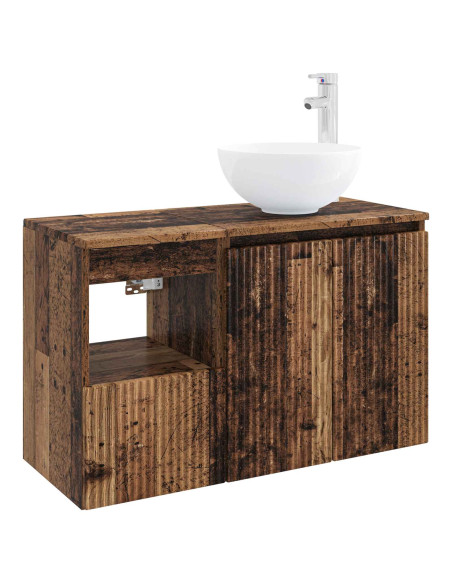 Set di mobili per il bagno 2 pz Legno antico