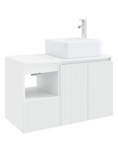 Set di mobili per il bagno 2 pz Bianco Legno ingegnerizzato 2