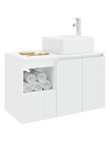 Set di mobili per il bagno 2 pz Bianco Legno ingegnerizzato