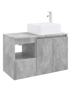 Set di mobili per il bagno 2 pz Grigio Cemento 2