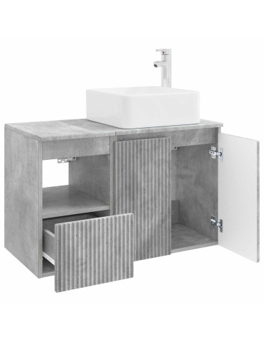 Set di mobili per il bagno 2 pz Grigio Cemento