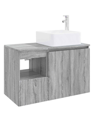 Set di mobili per il bagno 2 pz Sonoma grigio
