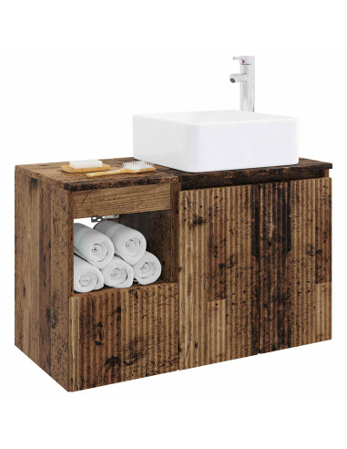 Set di mobili per il bagno 2 pz Legno antico