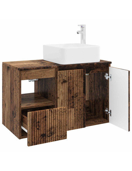 Set di mobili per il bagno 2 pz Legno antico