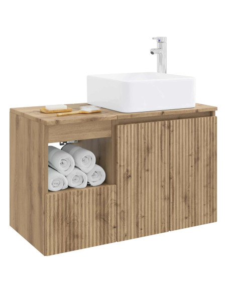 Set di mobili per il bagno 2 pz Rovere Artigianale