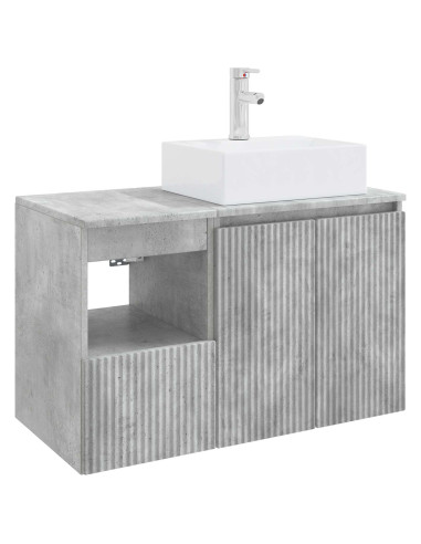 Set di mobili per il bagno 2 pz Grigio Cemento