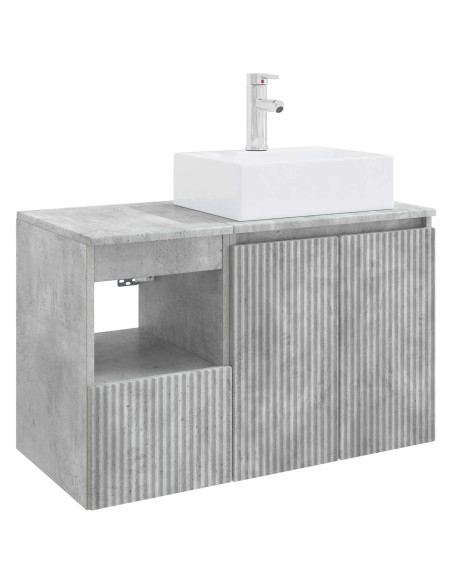 Set di mobili per il bagno 2 pz Grigio Cemento