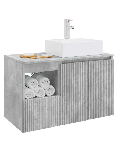 Set di mobili per il bagno 2 pz Grigio Cemento