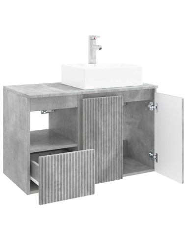 Set di mobili per il bagno 2 pz Grigio Cemento