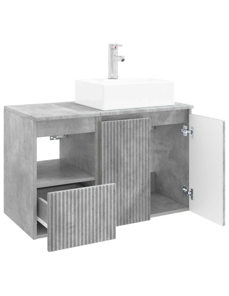 Set di mobili per il bagno 2 pz Grigio Cemento