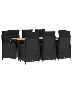 Set da pranzo per esterni 9 pz Nero 2